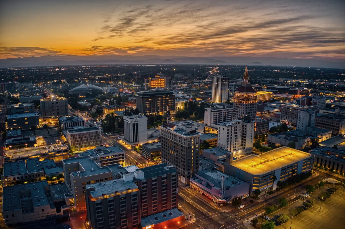 California cityscape at dusk